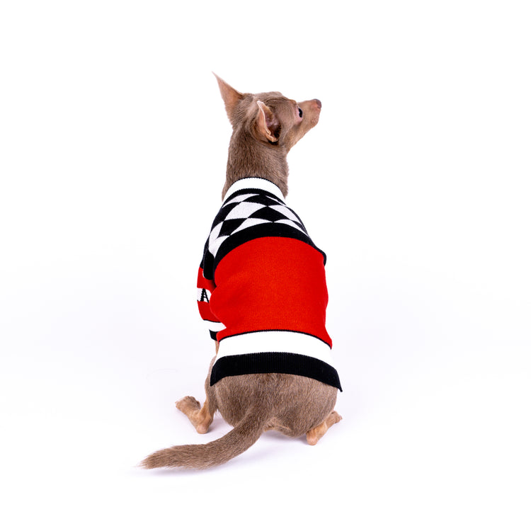 Check Pattern Red Cardigan for Dogs